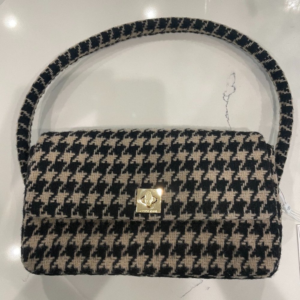 Anine Bing  Nico Houndstooth Shoulder Purse